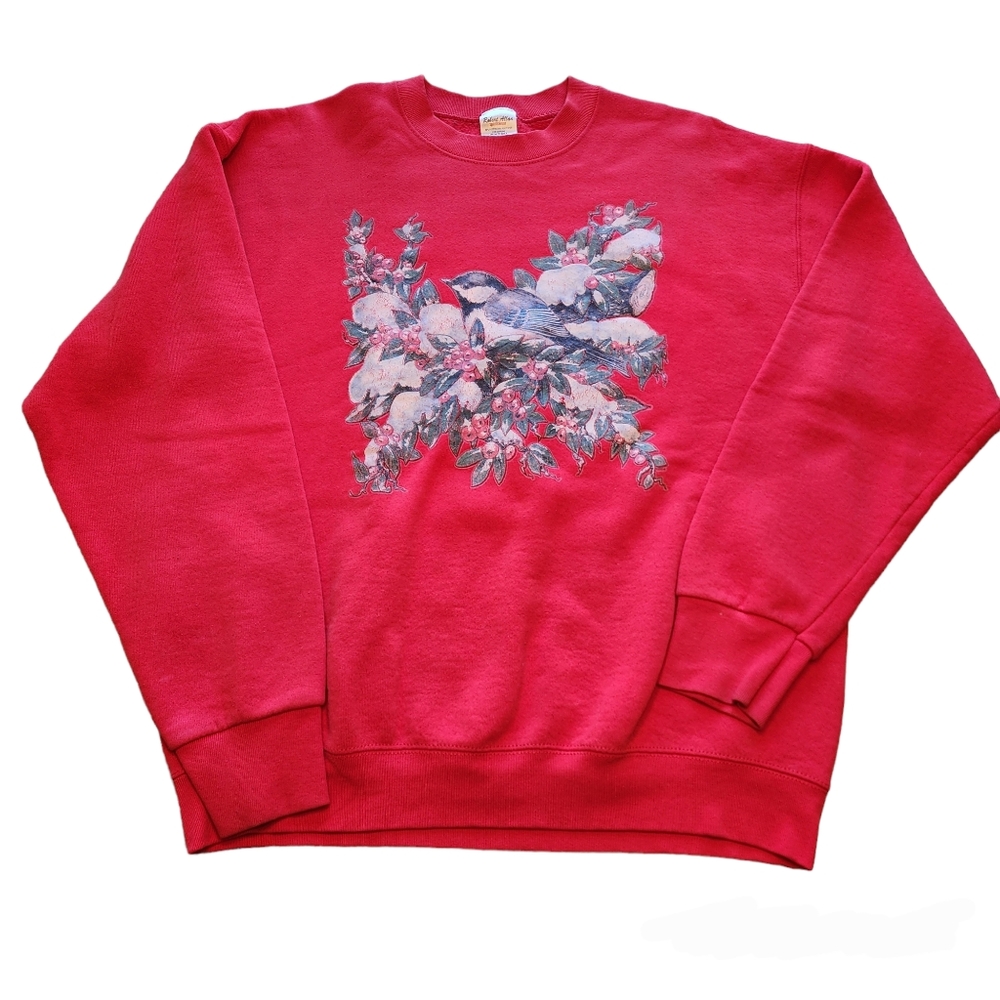 Vintage Robert Allan Sportswear Womens Red Grandma Christmas Sweatshirt Size L